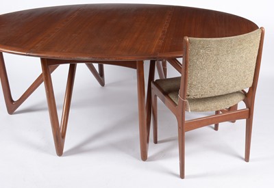 Lot 658 - Kurt Østervig for Jason Möbelfabrik, Denmark: 'Eva' dining table; and six associated chairs.