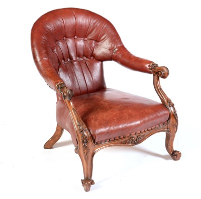 Lot 579 - Victorian red leather button back library chair