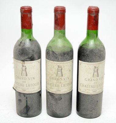 Lot 598 - Three bottles of Chateau Latour 1967 1er Cru Classe Pauillac.