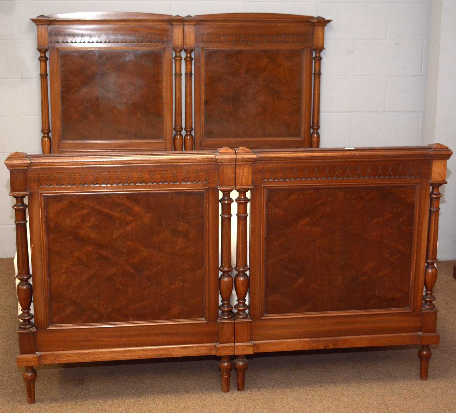 Lot 61 - A French style mahogany kingsize double bed (dividable into two single beds)