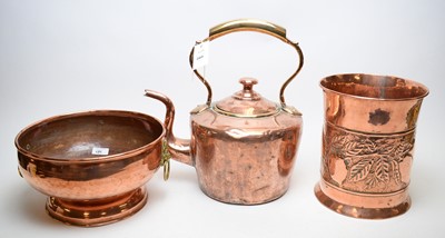 Lot 289 - Arts & Crafts copper jardiniere and other copper items