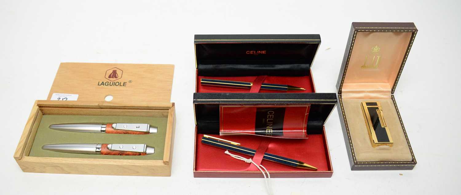 Lot 180 - A selection of vintage pens and a Dunhill lighter