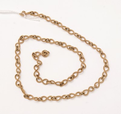 Lot 117 - A yellow-metal fancy-link neck chain.