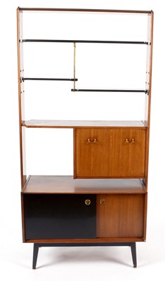 Lot 627 - G-Plan: a 'Librenza' afrormosia teak and ebonised room divider/bookcase.
