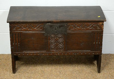Lot 16 - An 18th Century and later oak coffer