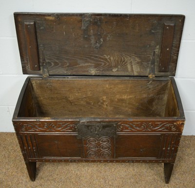 Lot 16 - An 18th Century and later oak coffer