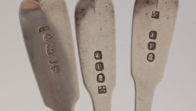 Lot 177 - A collection of Georgian and later silver spoons.