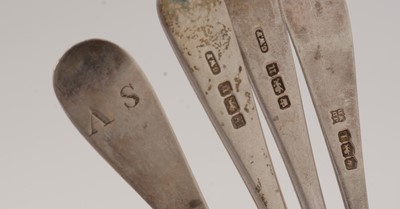 Lot 177 - A collection of Georgian and later silver spoons.