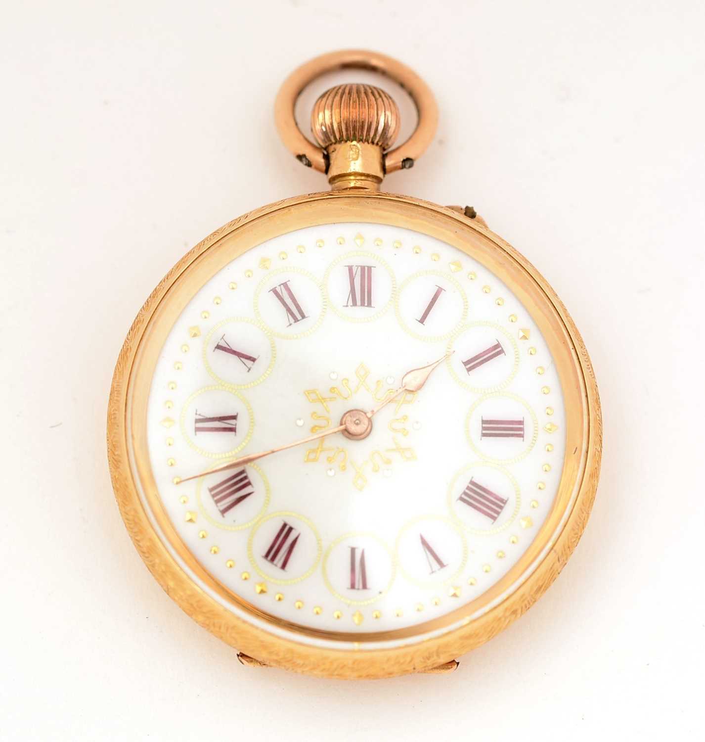 Lot 23 - An 18ct yellow gold cased open faced fob watch