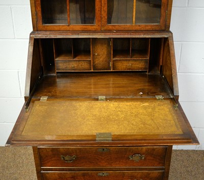 Lot 58 - A 20th Century Queen Anne style walnut bureau bookcase