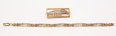 Lot 108 - A 9ct gold Charles Rennie Mackintosh Collection bracelet and brooch.