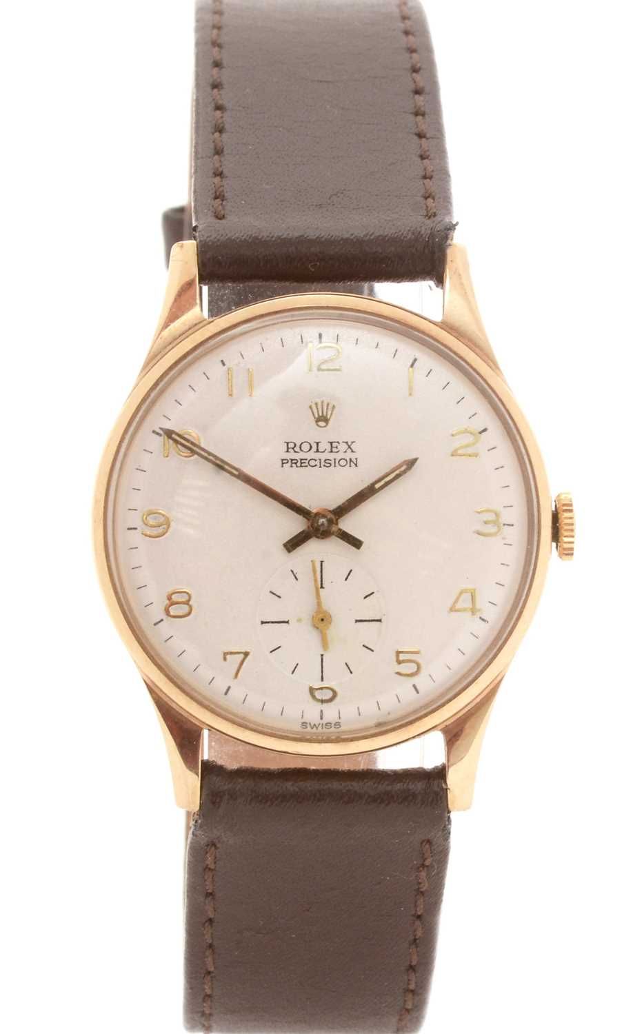 Lot 10 - Rolex Precision: a 9ct yellow gold cased wristwatch