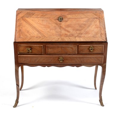 Lot 613 - French Louis XV provincial walnut bureau.