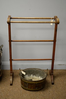 Lot 195 - 19th C pole screen; towel airer; and other items