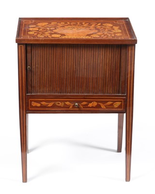 Lot 614 - Dutch marquetry bedside table.