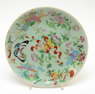 Lot 428 - A Canton famille rose plate and two others