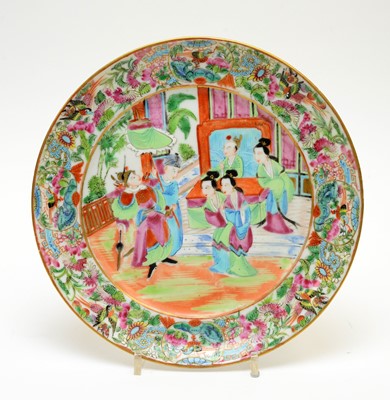 Lot 428 - A Canton famille rose plate and two others