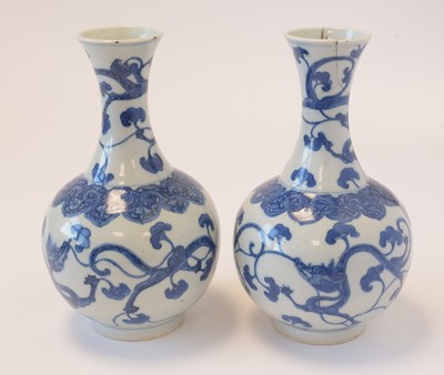 Lot 430 - Pair of Chinese blue and white Dragon vases