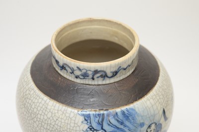 Lot 431 - Chinese crackle glaze vase, cover and stand