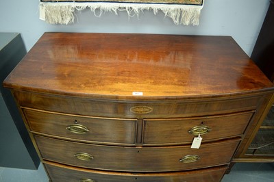 Lot 107 - 19th C mahogany bowfront chest of drawers.