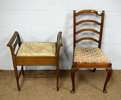 Lot 22 - Edwardian piano stool; and a 20th C dining chair.