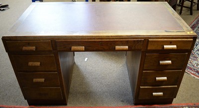 Lot 94 - Art Deco style oak desk.