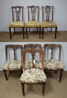 Lot 57 - Set of four Victorian and three 20th C George III style dining chairs.