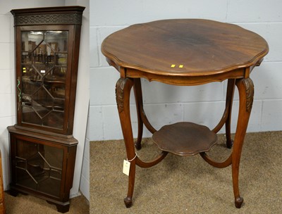 Lot 32 - 20th C walnut occasional table and an early 20th C mahogany corner cabinet.