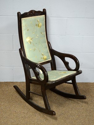 Lot 18 - Early 20th C mahogany rocking chair.
