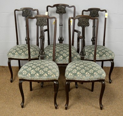 Lot 13 - Set of five mahogany Art Nouveau style dining chairs.