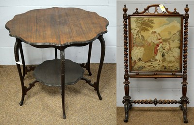 Lot 1 - Victorian walnut firescreen and an early 20th C occasional table.