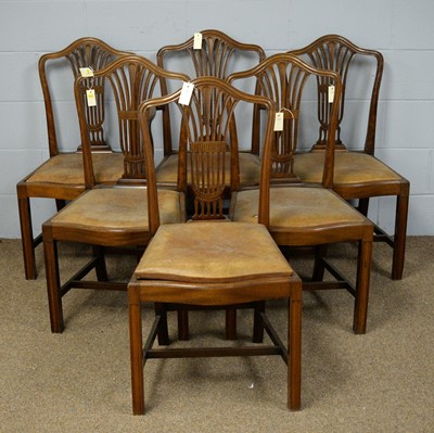 Lot 15 - Set of six Hepplewhite style mahogany dining chairs.