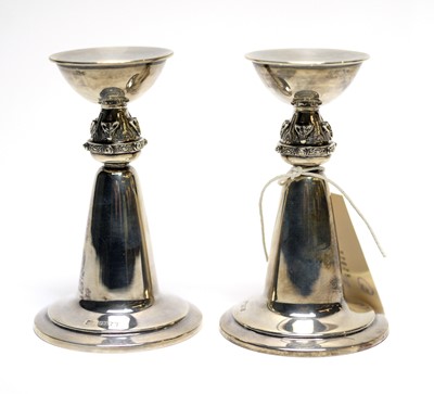 Lot 144 - A pair of Elizabeth II silver candlesticks
