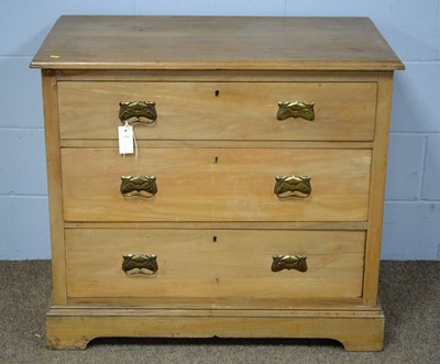 Lot 35 - Late 19th C beech chest of drawers.