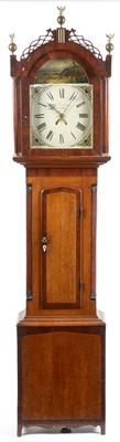 Lot 556 - W. Alexander, Hexham: a mid-19th Century oak and mahogany banded longcase clock