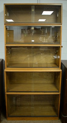 Lot 233 - Simplex: three mid 20th Century five tier sectional bookcases
