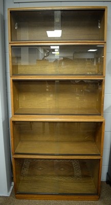 Lot 233 - Simplex: three mid 20th Century five tier sectional bookcases