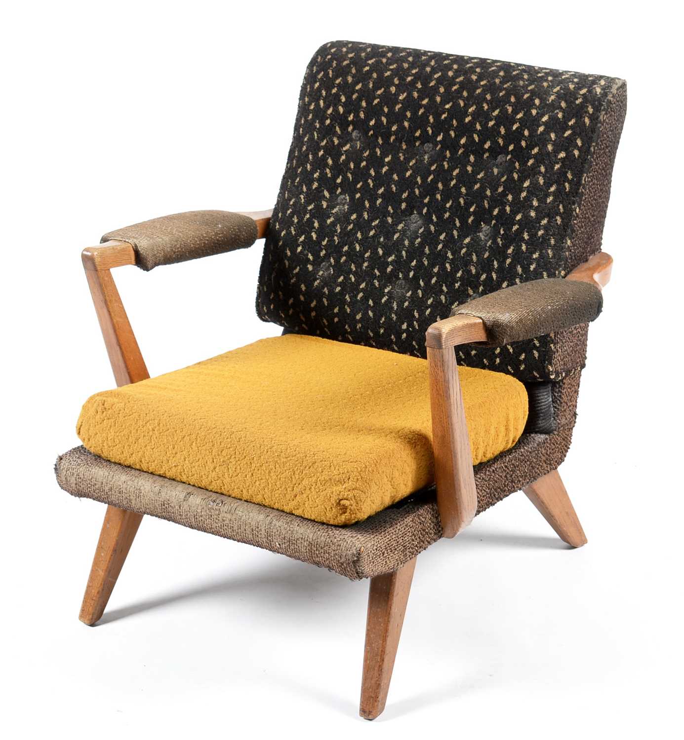 Lot 630 - Mid Century oak framed easy armchair.