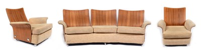 Lot 631 - G-Plan: a vintage 'Tulip' pattern three-piece lounge suite.