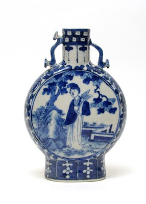 Lot 433 - Chinese blue and white moon flask