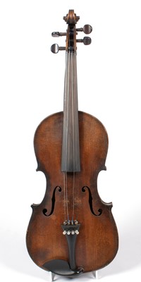 Lot 16 - Stradivarius style violin, two bows