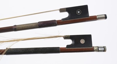 Lot 820 - Stradivarius style violin, two bows