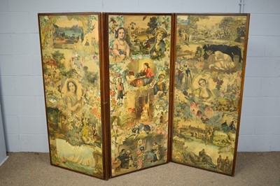 Lot 69 - A late Victorian decoupage two-fold dressing screen