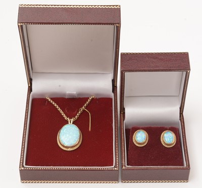 Lot 57 - An opal pendant and earrings