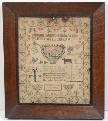 Lot 781 - A Regency needlework sampler by Margaret Jones.