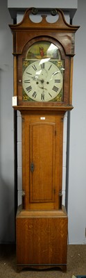 Lot 77 - 19th C oak longcase clock.