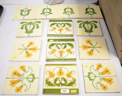 Lot 346 - Selection of Victorian ceramic wall tiles.