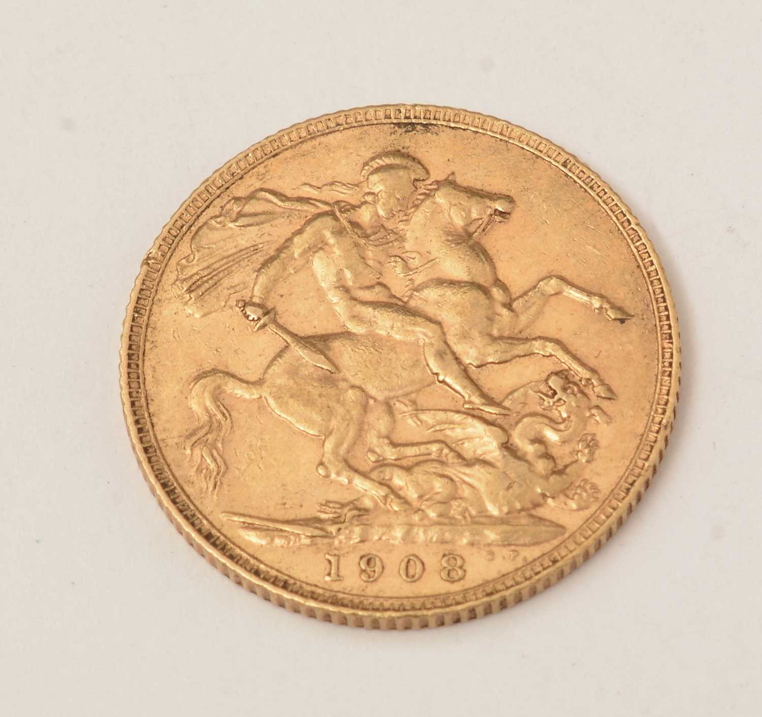 Lot 80 - An Edwardian 1908 gold sovereign.