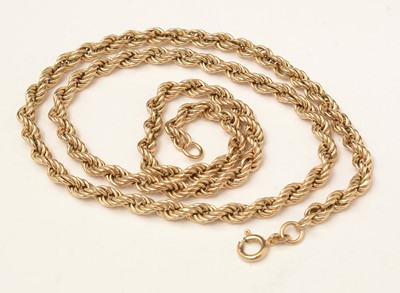 Lot 86 - A 9ct gold rope-twist necklace.