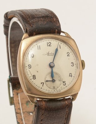 Lot 93 - A gentleman's 9ct gold cased Avia manual-wind wristwatch.
